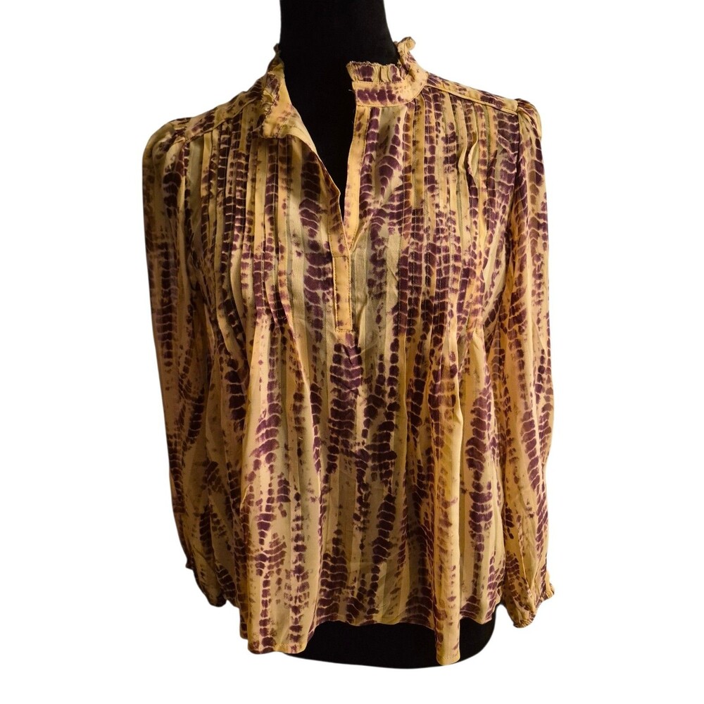 By Anthropologie XS Tie Dye Peasant Tunic Top Pleated Fairy Grunge Preppy